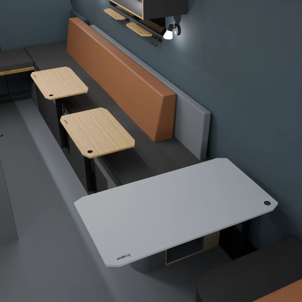 Tabletops from Lagun. Both Crew and Nomad, in bamboo and HPL.